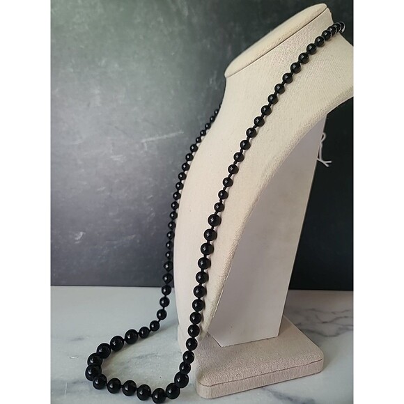 Artisan Onyx Graduated Ball Bead Necklace Vintage - Picture 7 of 10